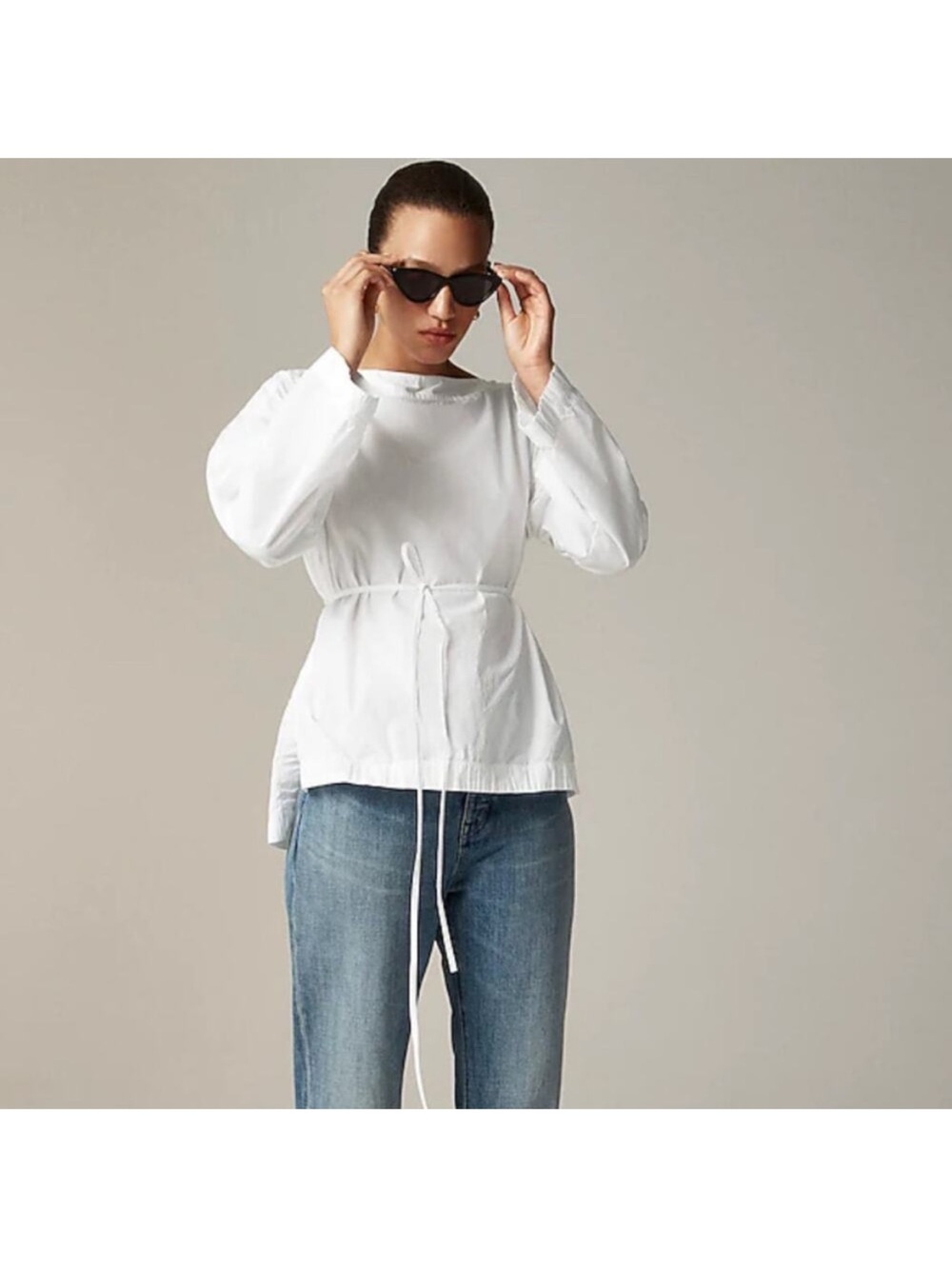 J Crew Top XS Ciel White Cotton Poplin